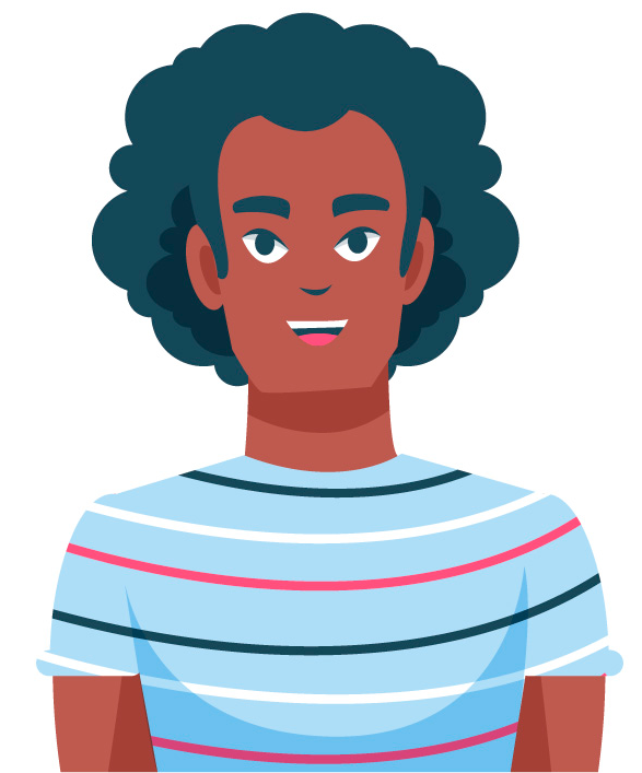 Avatar d'un homme décontracté à la coiffure afro portant un tee-shirt à rayures