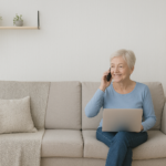 personne âgé téléphone libre de droits